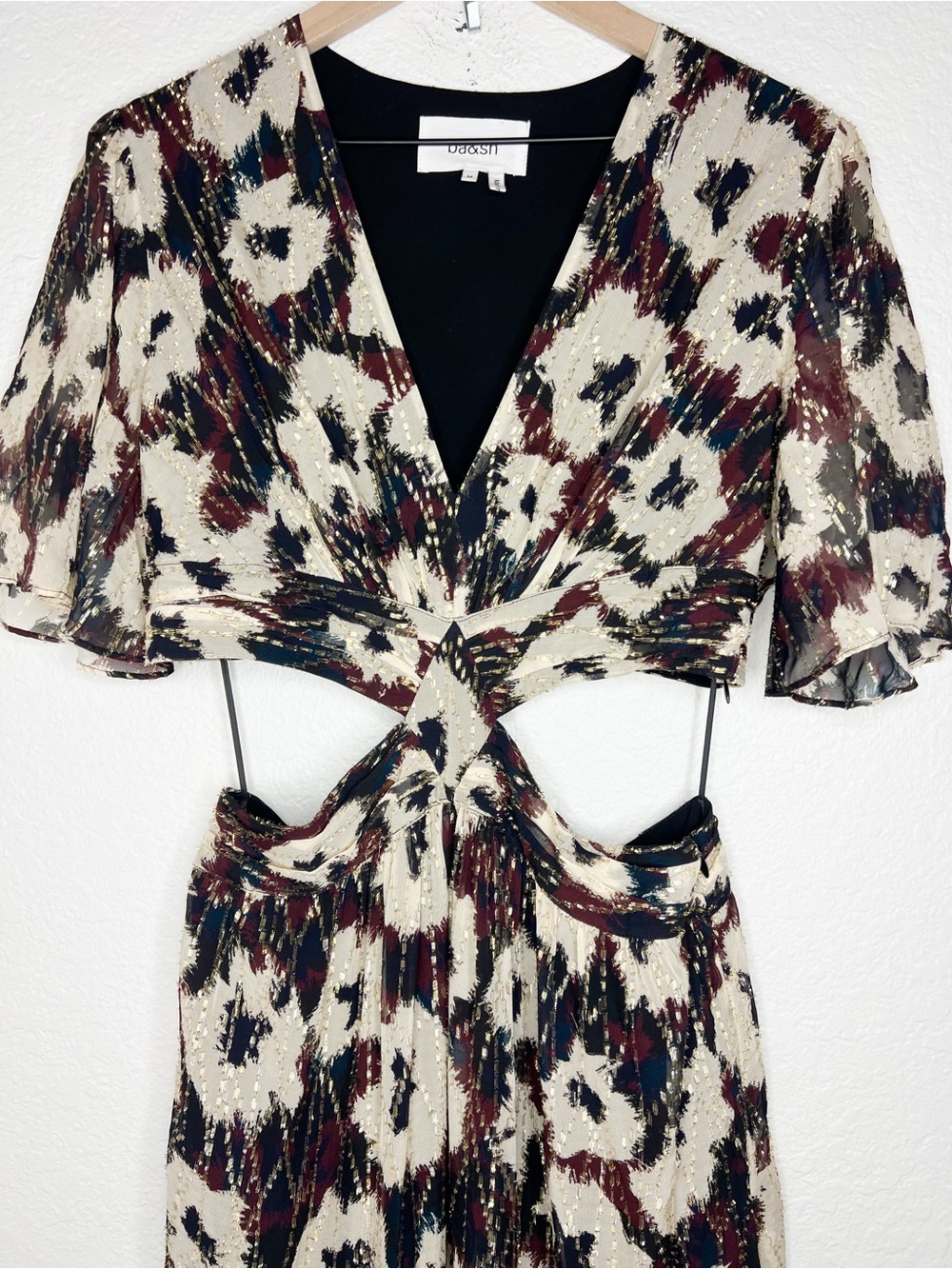 Ba&sh Kandy Maxi Dress Metallic Floral Cut Out size Medium - Picture 12 of 12